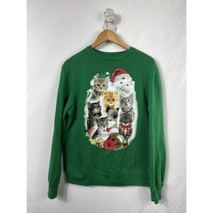 FIFTH SUN‎ Novelty Holiday Cat Sweatshirt M Jingle Bells Christmas